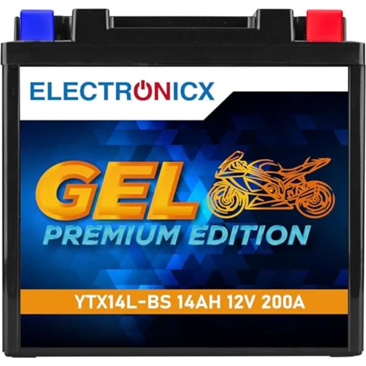 Electronicx YTX14L-BS GEL Motorradbatterie 14Ah 12V - wartungsfrei, auslaufsicher, rüttelfest – Bild 1