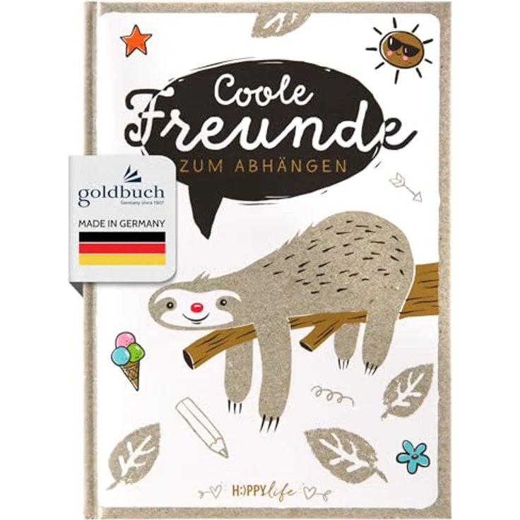 Goldbuch Freundebuch Happylife Faultier - 88 illustrierte Seiten, 15 x 21 cm – Bild 2
