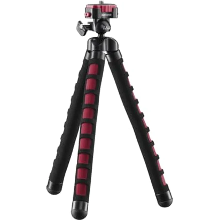 Mantona kaleido Flex leichtes Flex Stativ (mit hochwertigem 360° Kugelkopf, geeignet für Digital und Videokameras, Smartphones und Action Cams) sundown red – Bild 2