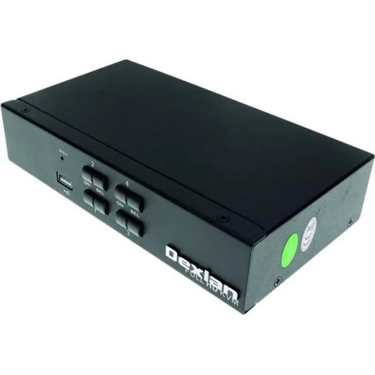 Dexlan HDMI 1.4 KVM Switch, 4-fach, 4K UHD, USB 2.0 Hub, Desktop mit Umschaltung per Button und Tastenkombination