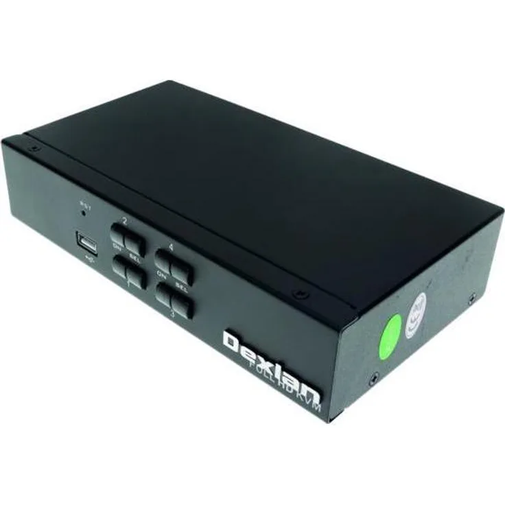 Dexlan HDMI 1.4 KVM Switch, 4-fach, 4K UHD, USB 2.0 Hub, Desktop mit Umschaltung per Button und Tastenkombination