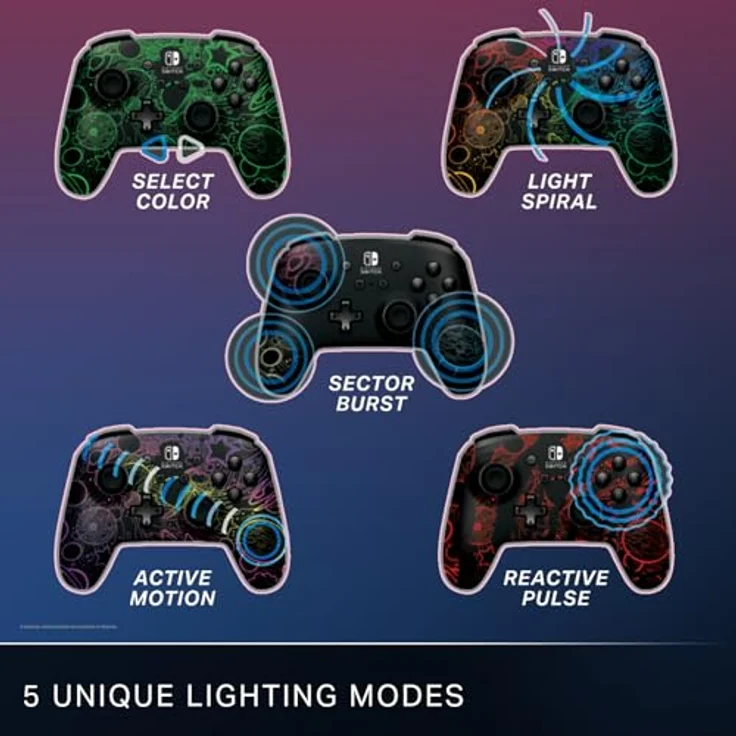 PowerA Verbesserter Kabelloser Controller für Nintendo Switch - RGB Galactic Vortex, Ghost LED-Beleuchtung, Wiederaufladbar, Offiziell Lizenziert – Bild 5