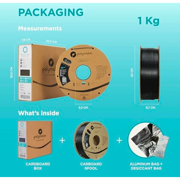 Polymaker PolyLite ASA Army Braun, 3D Filament 1,75 mm, 1000 g, UV-beständig, hohe Festigkeit – Bild 7