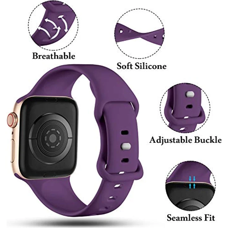 CeMiKa Silikon Sportarmband für Apple Watch 45mm 46mm 44mm 42mm 49mm, kompatibel mit iWatch Series 11-1 SE SE3, hautfreundlich, Pflaume – Bild 4