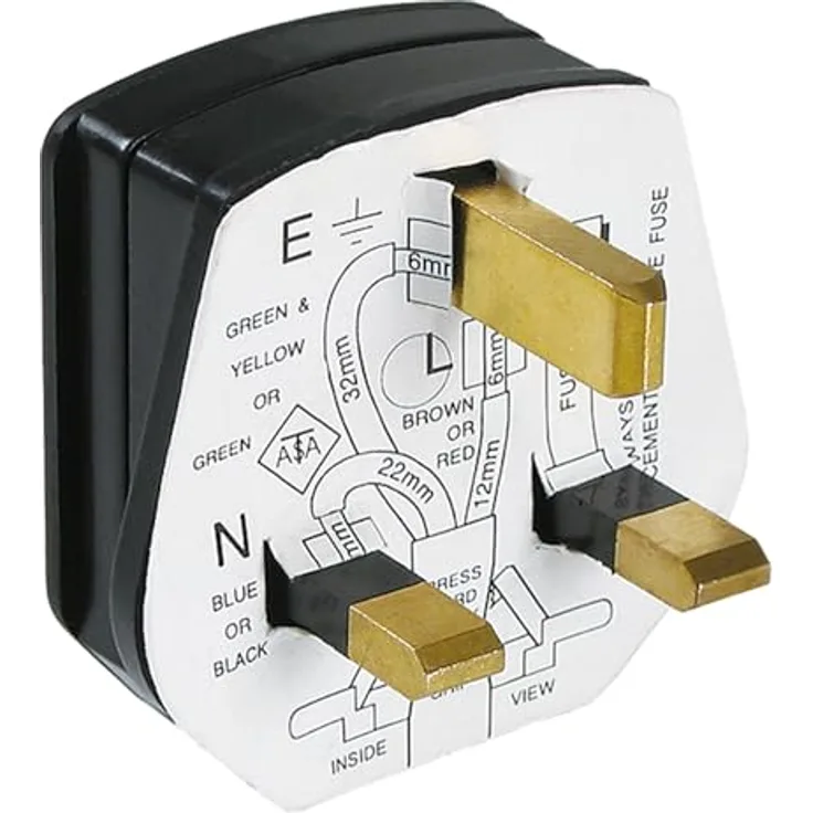 Bachmann PC-Netzteil, 3-polig (S), 250 V, 13 A, schwarz, Großbritannien