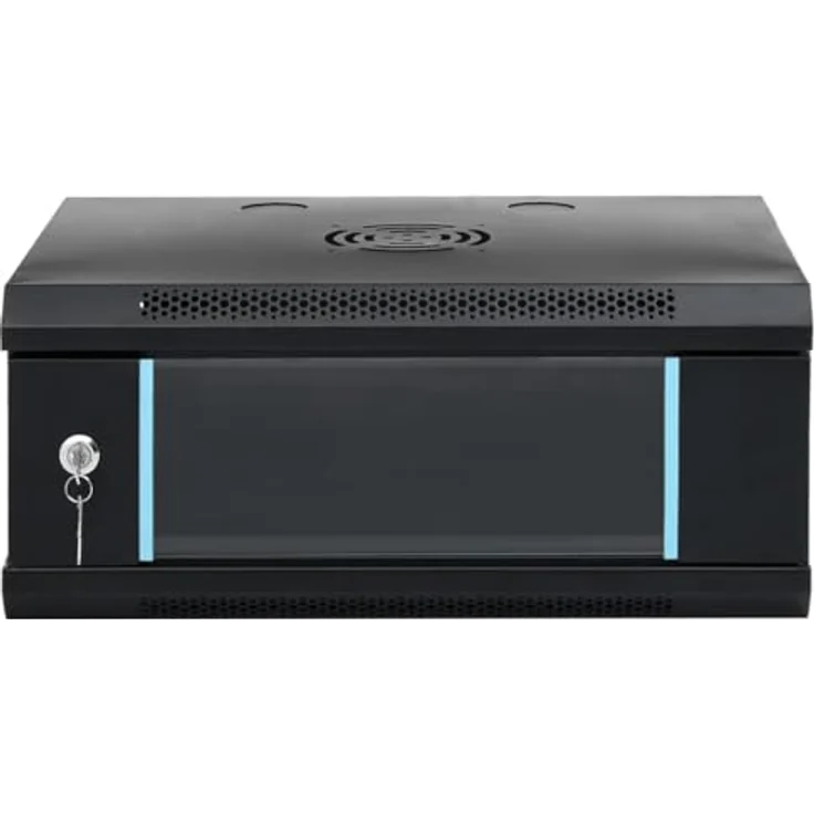 vidaXL 4U Wand-Netzwerkschrank 19" IP20 53x40x21 cm, Robuste Konstruktion aus Stahl, abschließbare Fronttür, schwarz – Bild 3