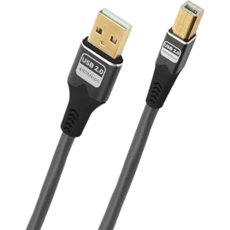 OEHLBACH USB Pulse AB, USB Typ A auf Typ B Kabel, 480 Mbps Datenrate, OFC Innenleiter, 2-fach Schirmung, anthrazit – 5 m – Bild 1
