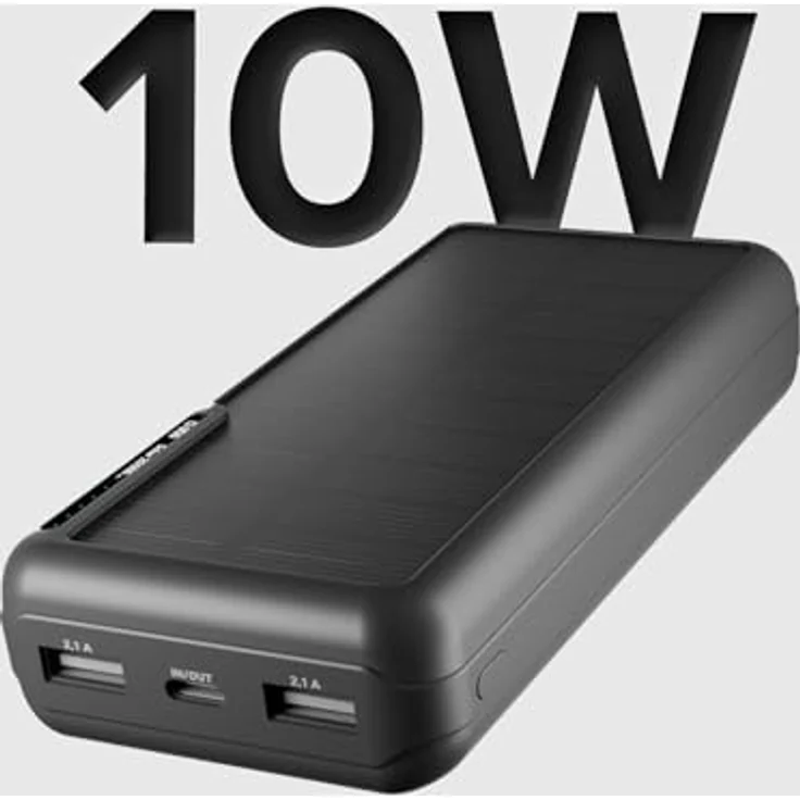 SBS Powerbank mit Solarpanel, 20000 mAh, 10W USB-Ports, Schwarz – Bild 8