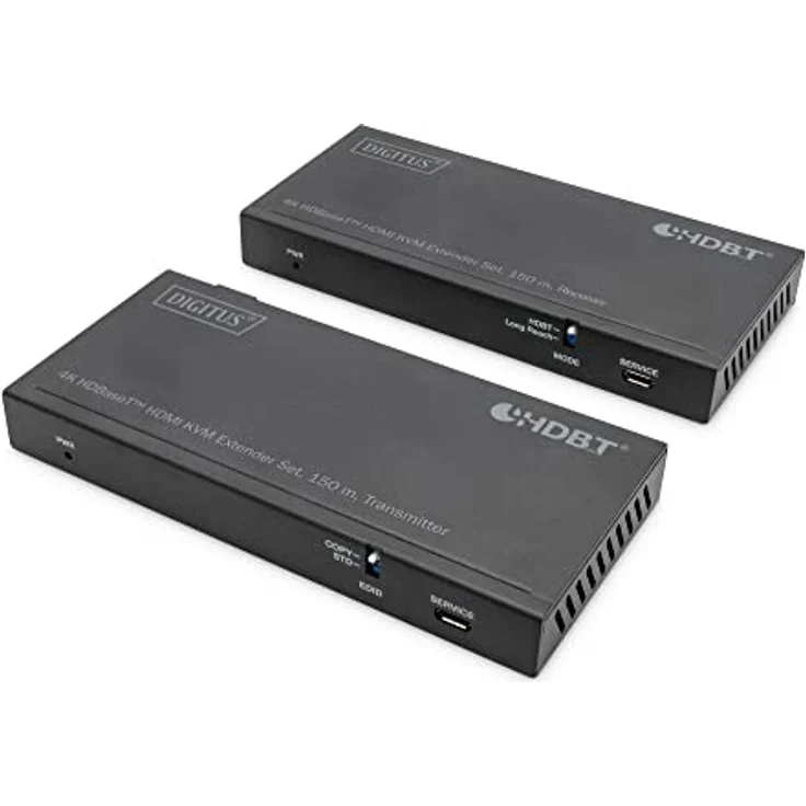 DIGITUS ASSMANN HDBaseT KVM Extender Set, 150 m 4K/60Hz, USB 2.0, PoC, IR, schwarz – Bild 1