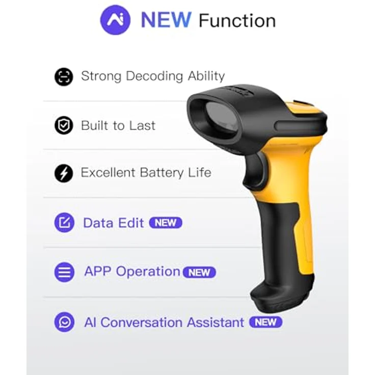 Inateck P6-AI Barcode Scanner Wireless mit AI, 60 m Reichweite, 2600 mAh Akku, automatisches Abtasten, 180.000 Scans – Bild 3
