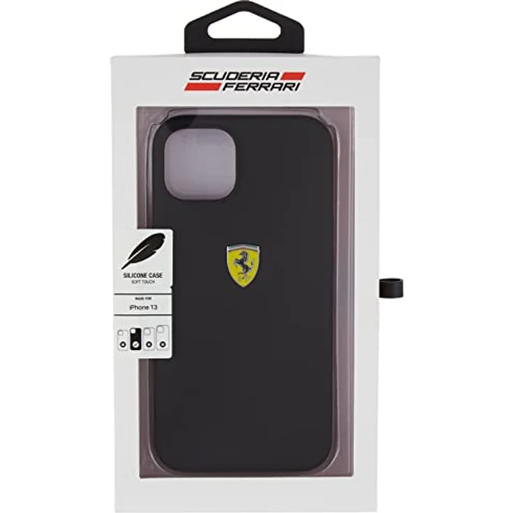 CG MOBILE Ferrari CG Mobile Liquid Silikon Schutzhülle für iPhone 13 (6,1 Zoll), Schwarz, mit Metall-Logo – Bild 1