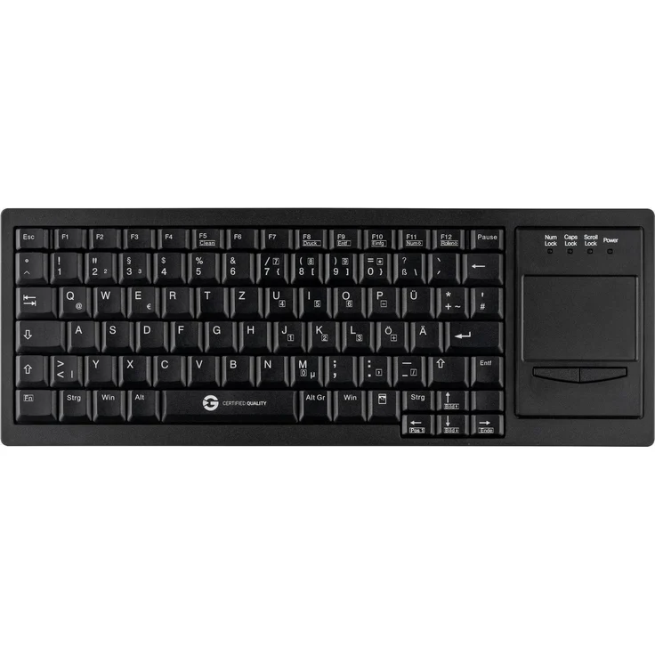 Gett Cleantype Xtra Touch, Kabelgebundene USB Tastatur mit integriertem Touchpad, QWERTZ-Layout, Schwarz