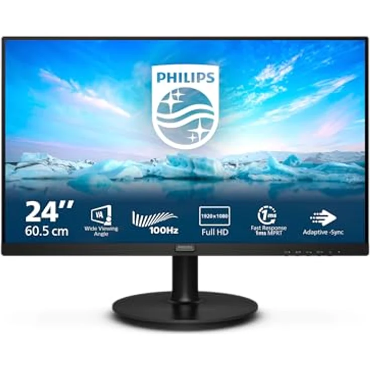 Philips 241V8LAB - 24 Zoll Full HD Monitor, Flicker Free, VA Panel, Schwarz – Bild 2