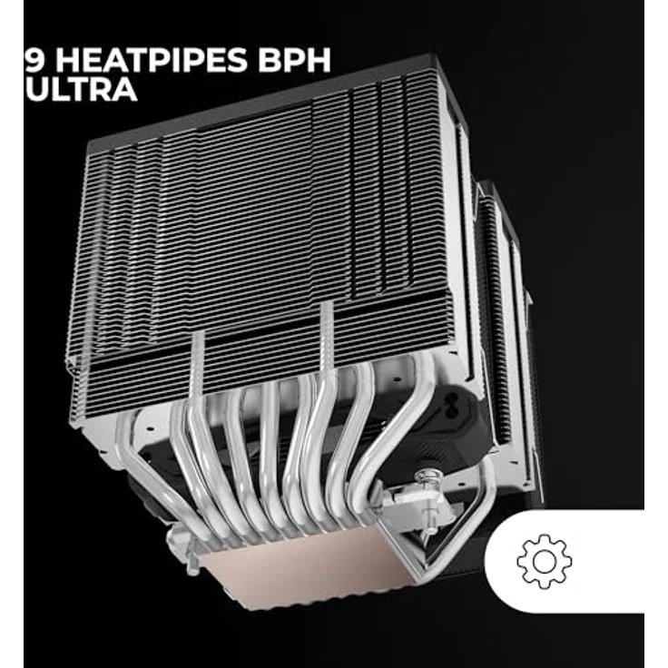 Mars Gaming MCPU-XU9, CPU Kühler mit Dual-Tower-Design, 9 Heatpipes, Schwarz – Bild 5
