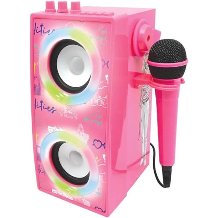 Lexibook BTP180BBZ Barbie Tragbarer Bluetooth-Lautsprecher mit USB- und SD-Karten-Slots, integrierten Mikrofon und Lichteffekten, pink – Bild 2