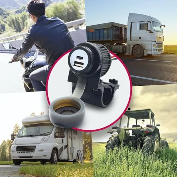 Midland Albrecht Motorrad Duo USB A+C Steckdose QC3.0 12-24 Volt Belastbarkeit Strom max.=2 A zum Einbau, Elektronisch für große Öffentlichkeit – Bild 3