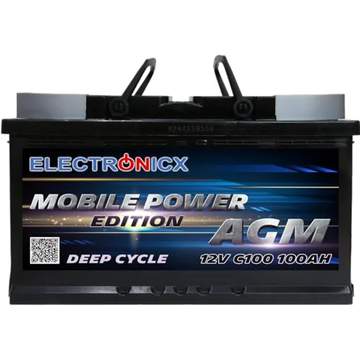 Electronicx Mobile Edition AGM Batterie 100AH - 12V wartungsfreie Versorgungsbatterie für Freizeit, Boot & Wohnmobil, temperaturbeständig, kippbar – Bild 2