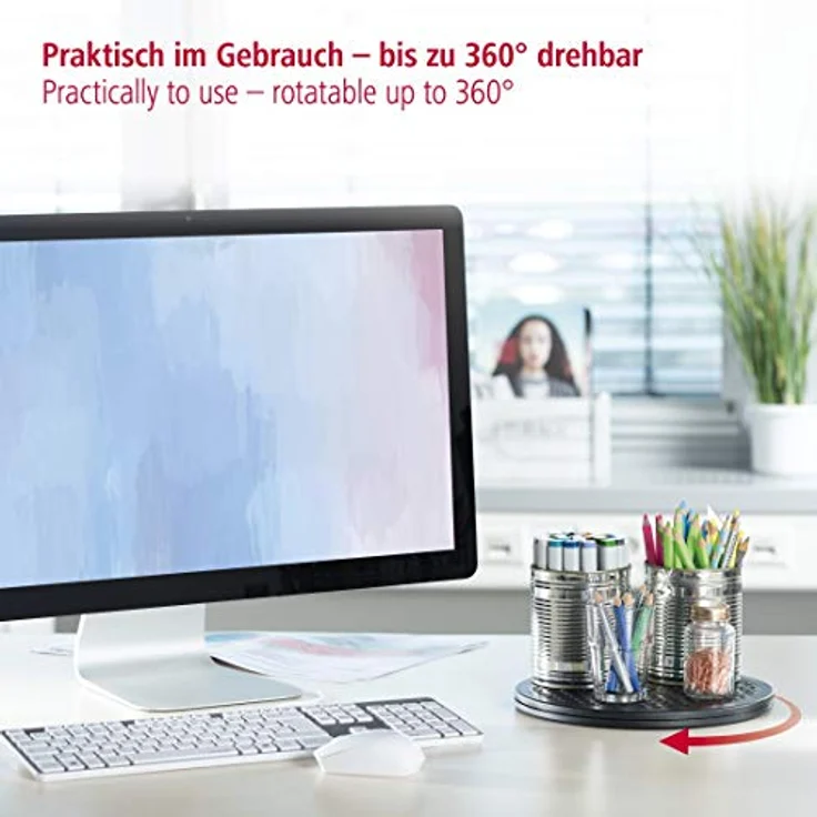 Hama Universal-Drehteller, 360° drehbar (Drehscheibe geeignet für Büro, Zuhause, Hobby, Gewürze, PC, Telefon, Küchen-Geräte, uvm., Drehplatte mit Durchmesser 25,5 cm, bis zu 60 kg, rund) Schwarz – Bild 3