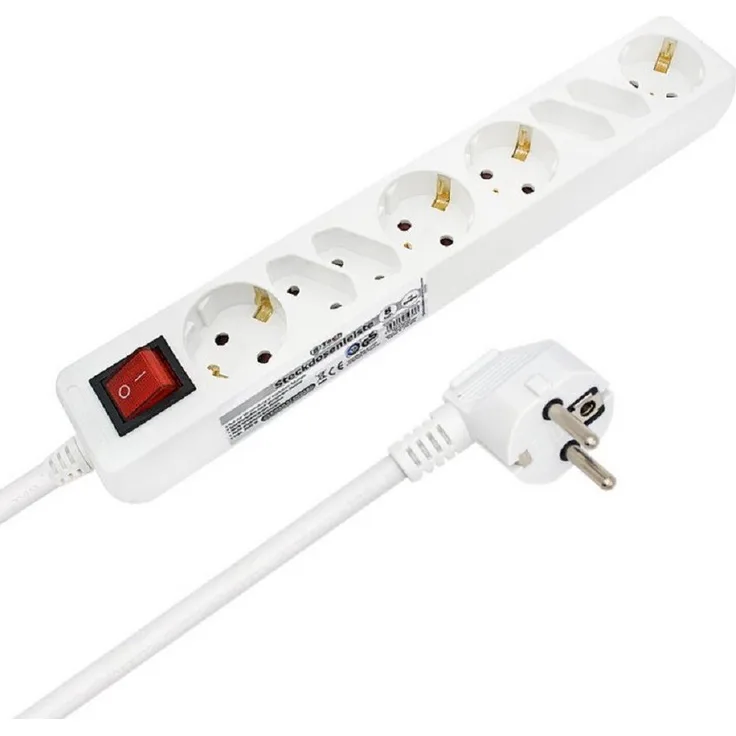 Bahama Warenvertriebs GmbH 35953 Steckdosenleiste 8-fach, mit Ein/Aus Schalter, Überlastschutz, Kindersicherung, kompakte Bauform, 1,4 m Kabel, weiß