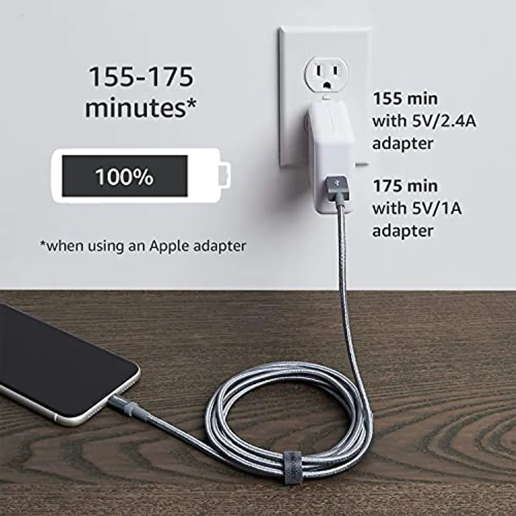 AmazonBasics – Verbindungskabel Lightning auf USB-A, Nylon-umflochten, MFi-zertifiziertes Ladekabel für iPhone, dunkelgrau, 1,82 m – Bild 6