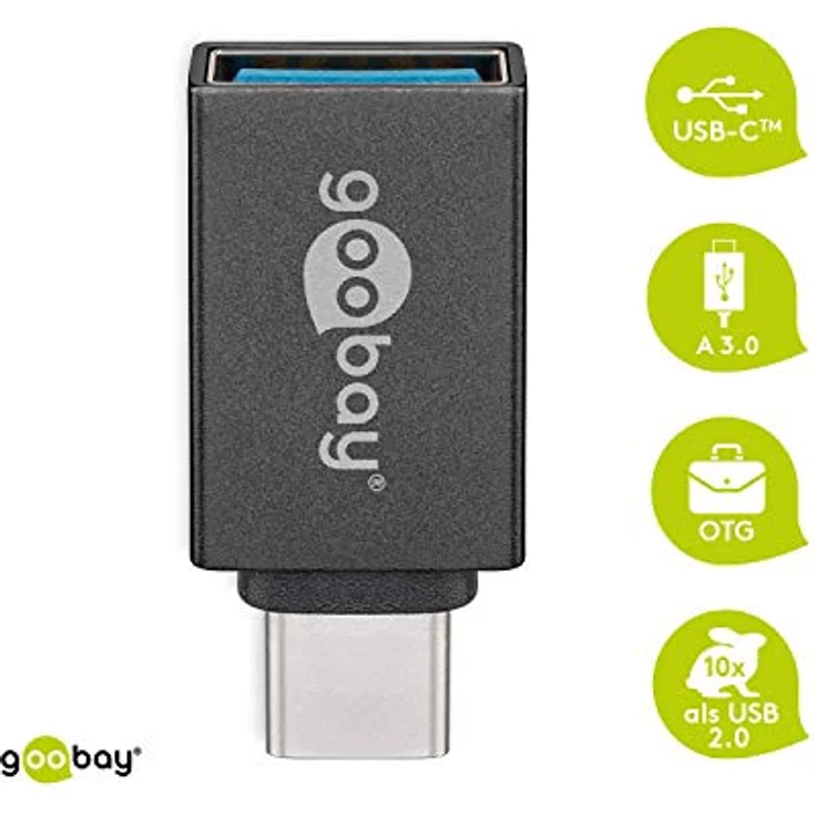 Goobay 56621 USB-C auf USB Adapter, A 3.0, Grau – Bild 3