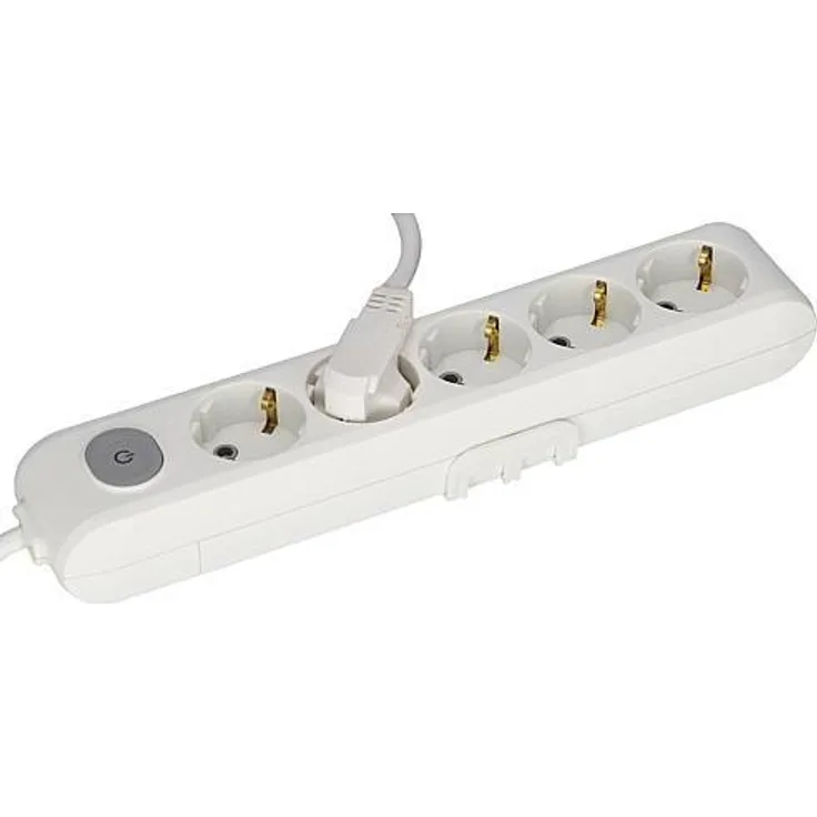 Panasonic Steckdosenleiste 5-fach 1,5m weiß mit Schalter und Wandhalterung