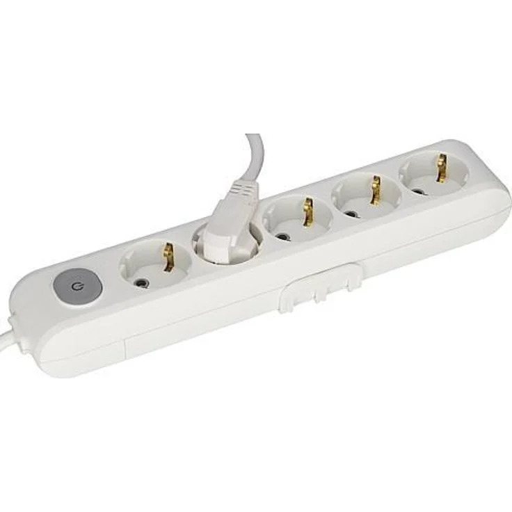 Panasonic Steckdosenleiste 5-fach 1,5m weiß mit Schalter und Wandhalterung