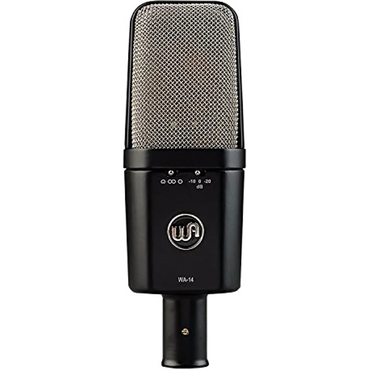 Warm Audio WA-14 Großmembran-Kondensatormikrofon, Schwarz mit silbernem Gitter