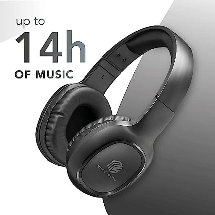 Cellularline Music & Sound Bluetooth Headphone BASIC wireless Kopfhörer (Bluetooth) - Ausziehbarer Bügel, LED-Anzeige, 8 Stunden Spielzeit, schwarz – Bild 5