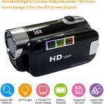 Andoer Digitalkamera Videorecorder 16X F-ocus Zoom, 2,7 Zoll TFT-Bildschirm, 1080P HD, Schwarz, SD-Kartenunterstützung, Akku betrieben