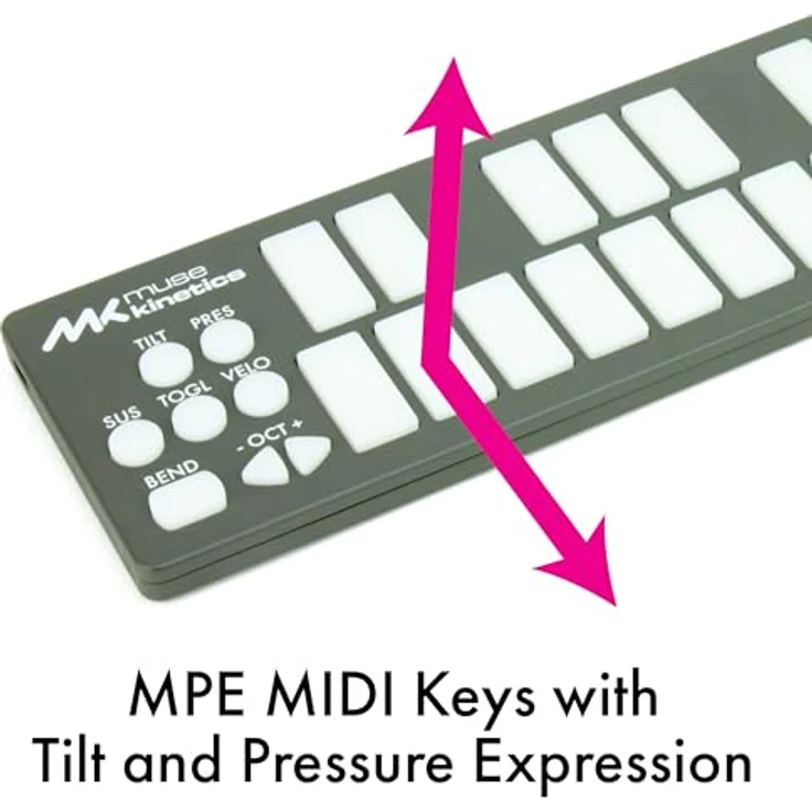Muse Kinetics K-Board-C, Bunte 25-Tasten-USB-MPE-MIDI-Tastatur-Controller mit USB-C und LED-Hintergrundbeleuchtung – Bild 4