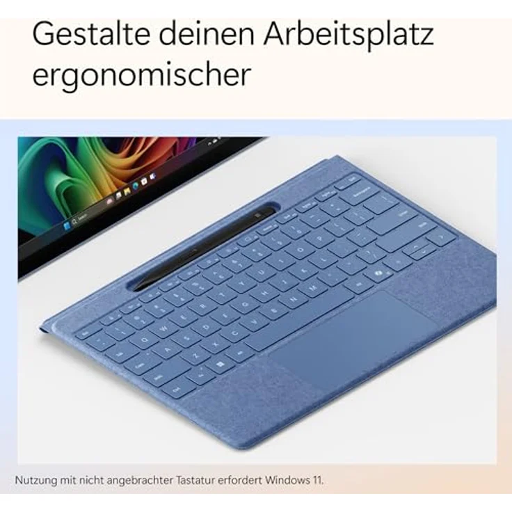 Microsoft Surface Pro Flex Keyboard mit Pen - blau, schnelles und präzises Tippen, Copilot auf Knopfdruck, kabellose Ladefunktion – Bild 5