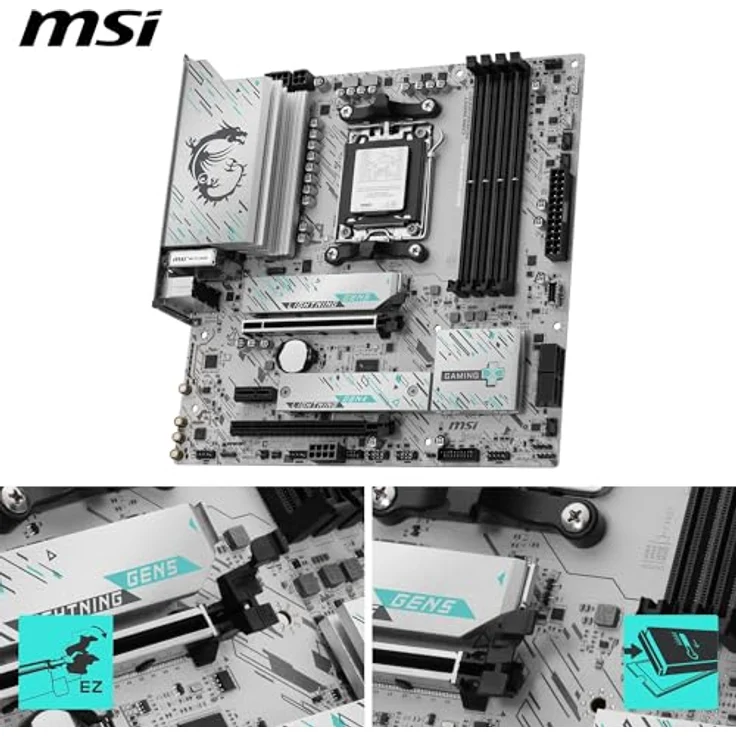 MSI AM5 B850M GAMING PLUS WIFI M-ATX, Mainboard für AMD Ryzen mit Wi-Fi 7, PCIe 5.0 und 12+2+1 Duet Rail Power System – Bild 3