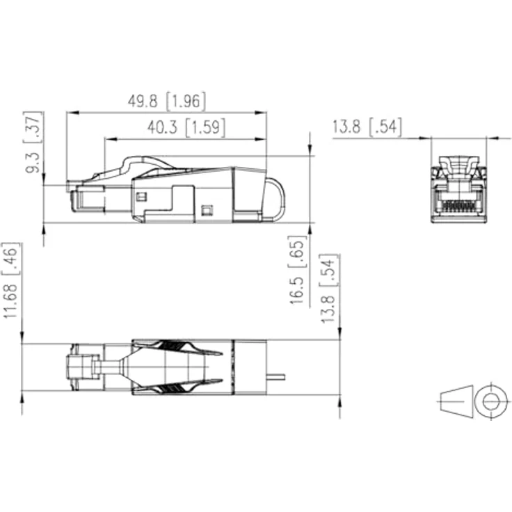 MetzConnect Modularstecker RJ45, feldkonfektionierbar, Cat.8.1 Klasse 1 bis 2000 MHz ISO/IEC, Kabelabgang gerade – Bild 4