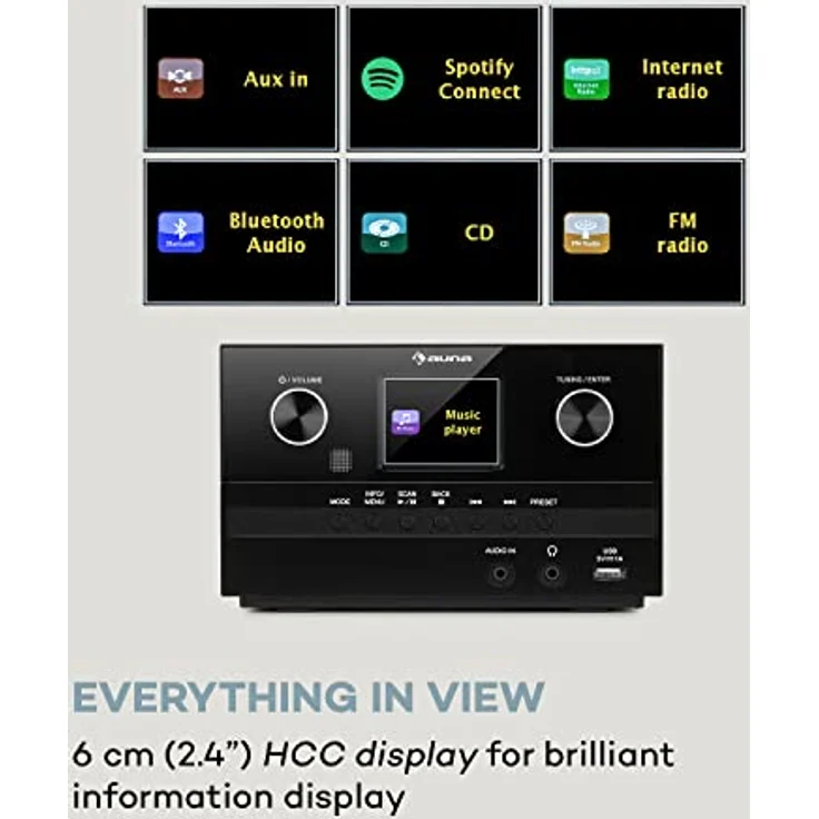 Auna Connect System S Stereoanlage + Lautsprecher 20Wmax Internet-DAB+-UKW CD-Player silber Schwarz – Bild 8