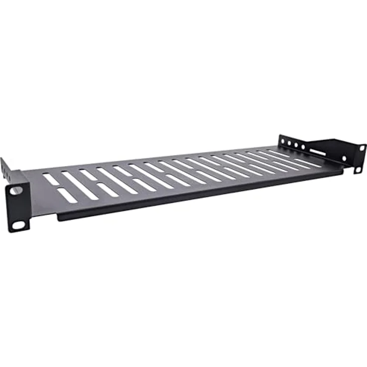 InLine 19" Fachboden, 150mm, 10kg, 1HE, RAL 9005 schwarz - Strapazierfähiger Server-Zubehör Fachboden aus SPCC-Stahl – Bild 1