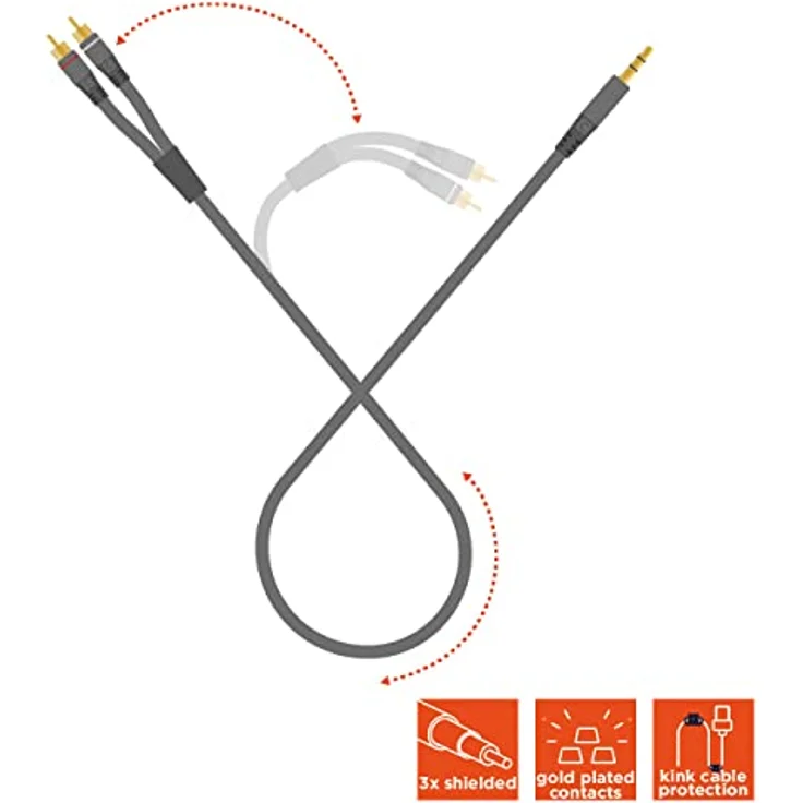 celexon 2x Cinch auf 3,5mm Stereo Klinke Audiokabel 1,0m - Plug & Play - Professional Line – Bild 3