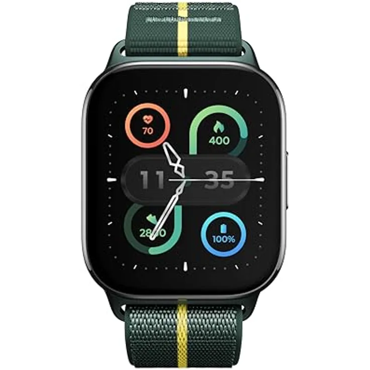 Motorola Moto Watch Fit, Smartwatch mit 1,9" OLED-Display, IP68 Wasserschutz, bis zu 16 Tage Akkulaufzeit, Trekking Green Armband