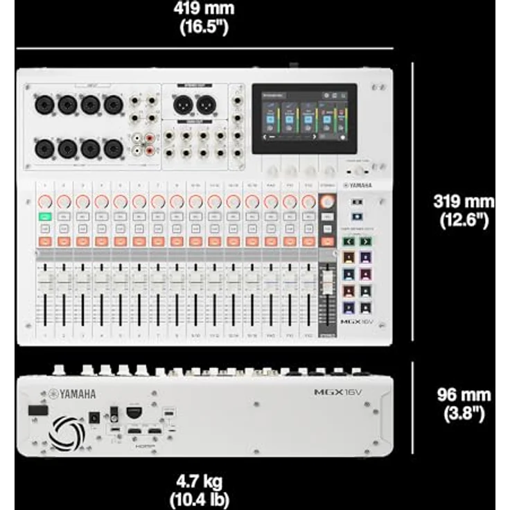 Yamaha MGX16V WH, 16-Kanal Digitalmischpult mit HDMI-zu-USB-Audioeingang, 4.3" Touchscreen und Bluetooth 5.0, weiß – Bild 11