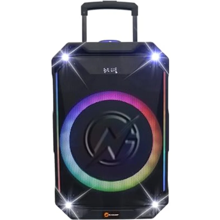N-Gear The Flash 1240, Bluetooth Lautsprecher mit 500 Watt, 12-Zoll-Woofer, 6 Stunden Akkulaufzeit, LED-Lichtshow und Karaoke-Mikrofon – Bild 1