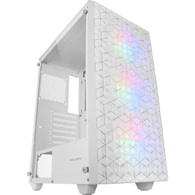 MARSGAMING MC-MAG ATX-Gaming-Gehäuse, Vollverglast mit 3X 120mm FRGB-Lüftern, 360mm Flüssigkeitskühlung, Weiß