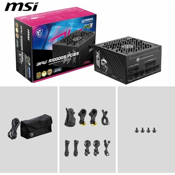 MSI MPG A1000GS PCIE5, 1000 W ATX 3.1 Netzteil mit zwei 12V-2x6-Anschlüssen für NVIDIA 50er-Serie, Schwarz – Bild 7