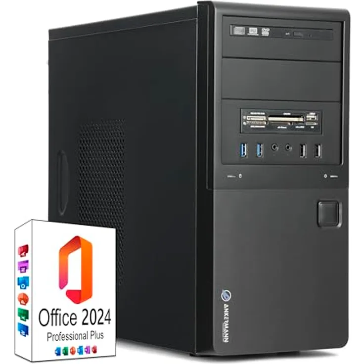 Ankermann Smart Office PC, Intel Core i7-7700, 16GB RAM, 480GB SSD, Windows 10 Pro, MS Office 2024, WLAN