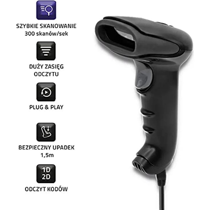 Qoltec Wireless Laser Scanner 1D | 2D | Black, Barcode-Scanner mit kabelloser Funktion – Bild 4
