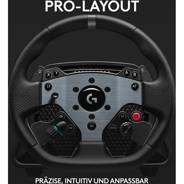 Logitech G PRO Rennlenkrad für PC, Direktantrieb 11 Nm, TRUEFORCE Force Feedback, magnetische Schaltwippen, Doppelkupplung, OLED-Display, Schnellentriegelung, PRO Tastenlayout - Schwarz – Bild 4