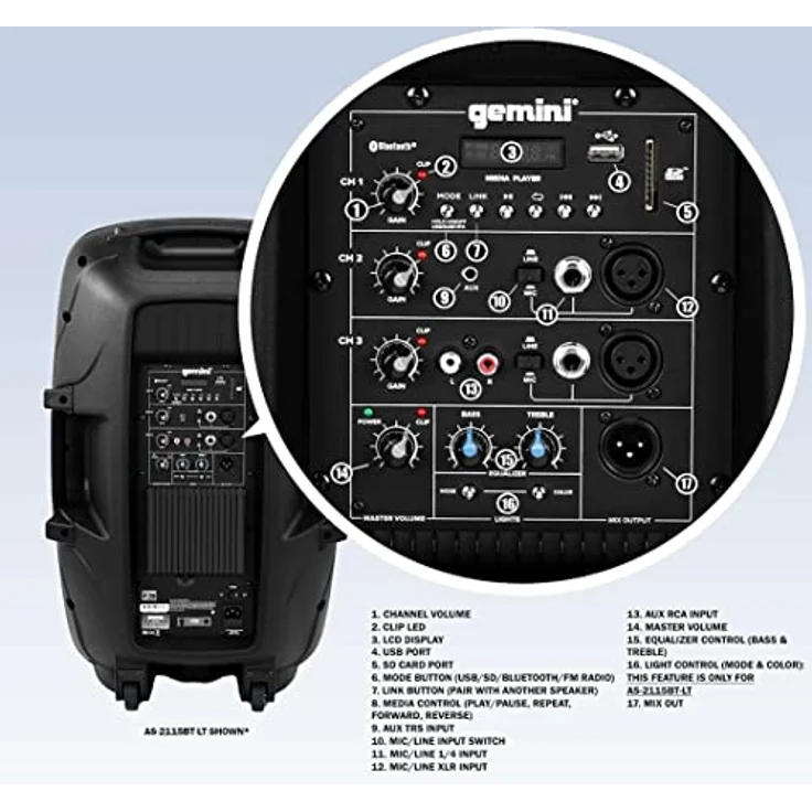 Gemini AS-2115BT-LT, Bluetooth Lautsprecher – Bild 3