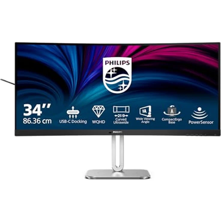 Philips Monitors 34B2U5600C - 34 Zoll WQHD Curved Monitor, höhenverstellbar, dunkelgrau – Bild 2