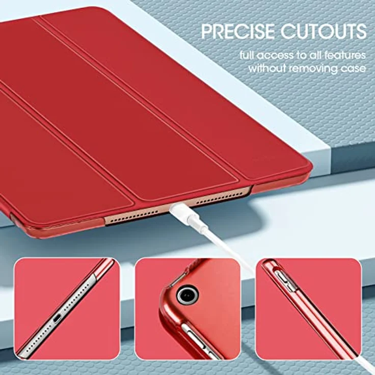 ProCase Hülle für iPad 10.2 Zoll 2019 7th Generation(A2197/A2198/A2200) Dreifach Falt Klapp Schutzhülle Case, Ultra Dünn Leicht Ständer Schale Smart Cover mit Translucent Frosted Rückhülle -Rot – Bild 6