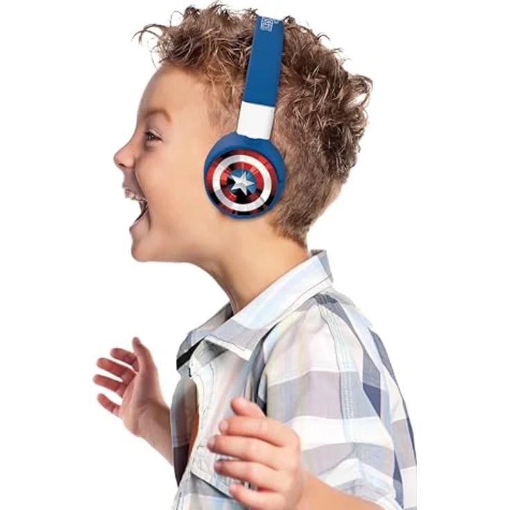 Lexibook Avengers HPBT010AVLXB, Bluetooth-Kopfhörer in rot/blau, schallbegrenzt auf 85 dB, integriertes Mikrofon, bis zu 12 Stunden Akkulaufzeit – Bild 4