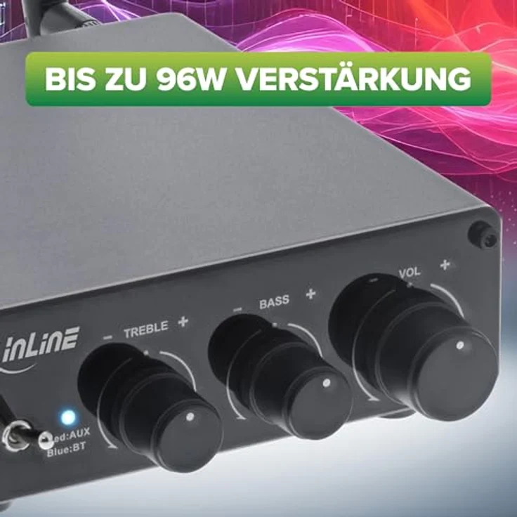 InLine® Bluetooth 5.3 Audio Receiver, 96 Watt Verstärker mit aptX HD, schwarz – Bild 4